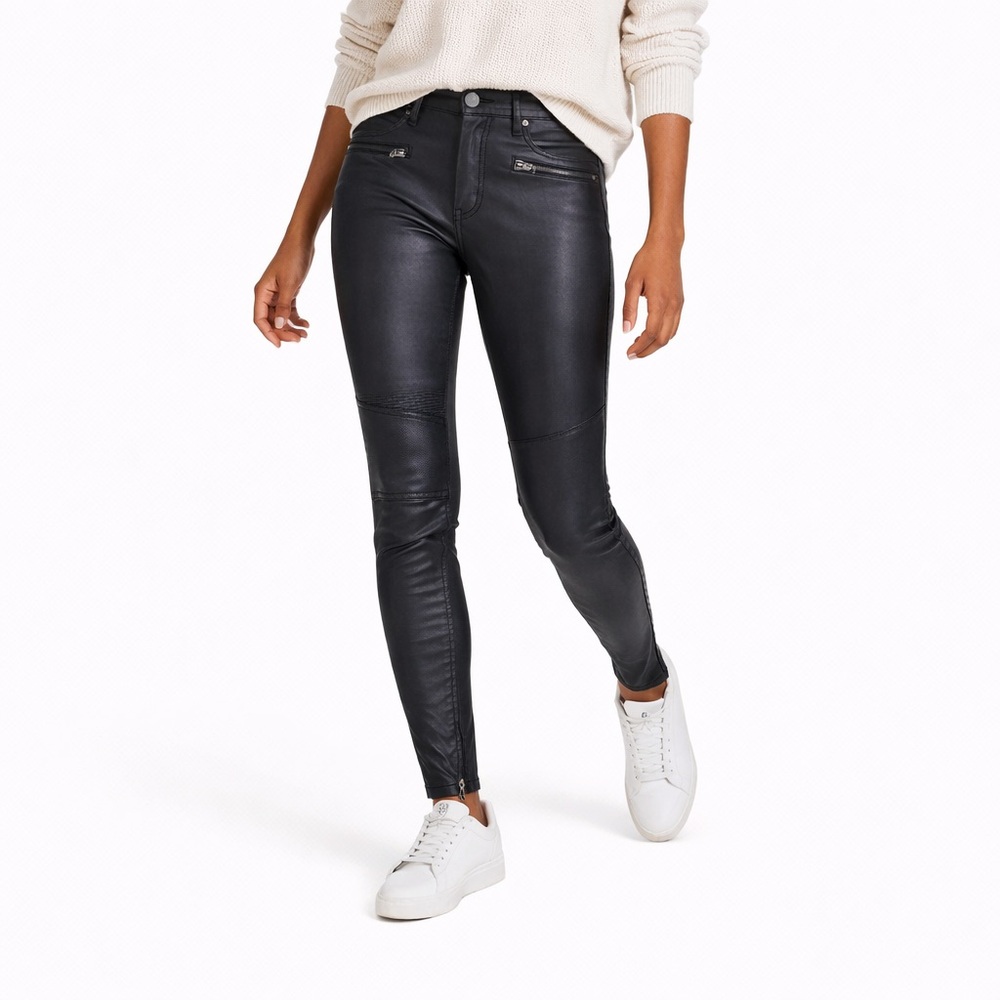 AG Adriano Goldschmied Moto Legging Coated Zipper Pants Size 27